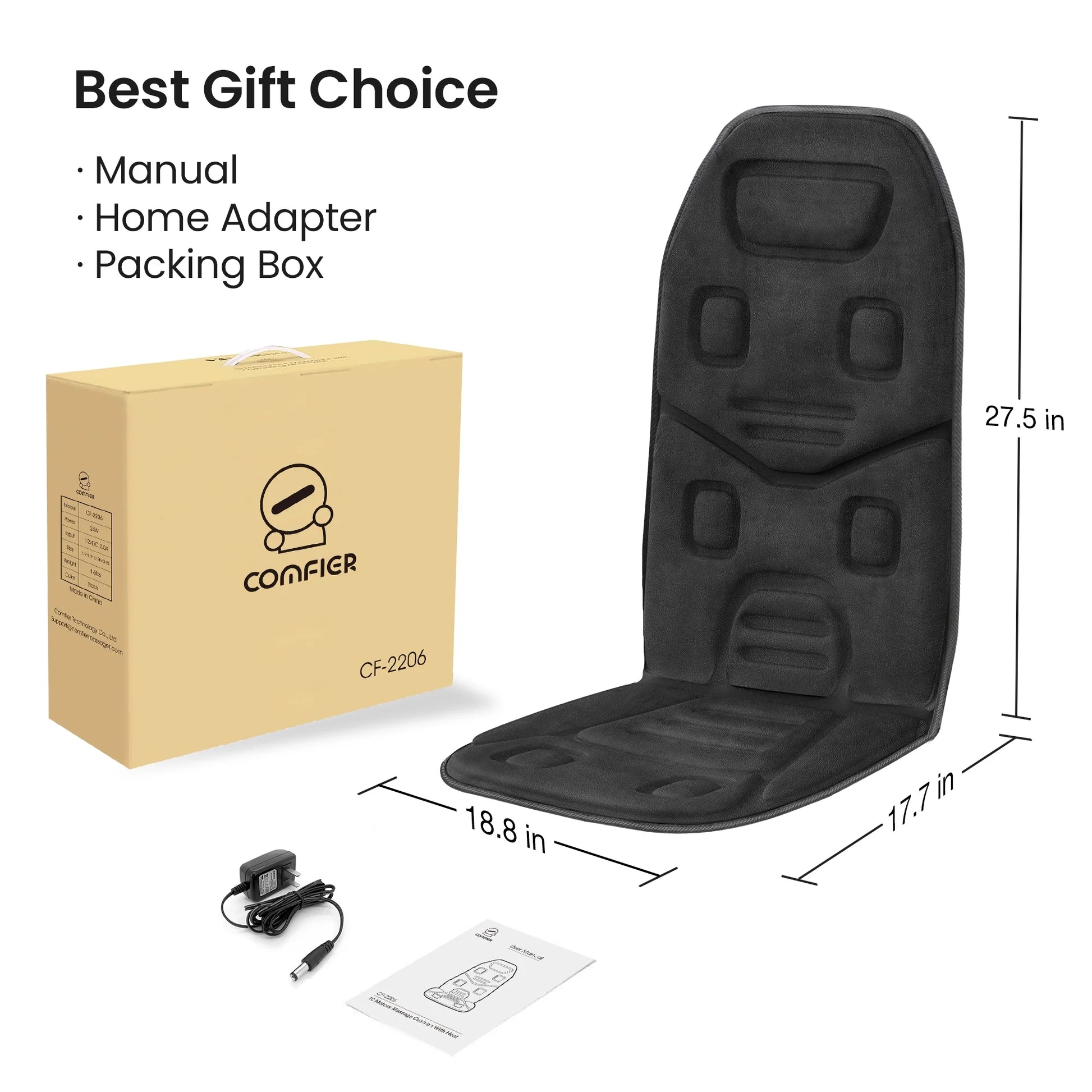 Motors Massage Seat Cushion with 3 Level Heating Pad, Back Massager Chair Pad, Father'S Day Gifts
