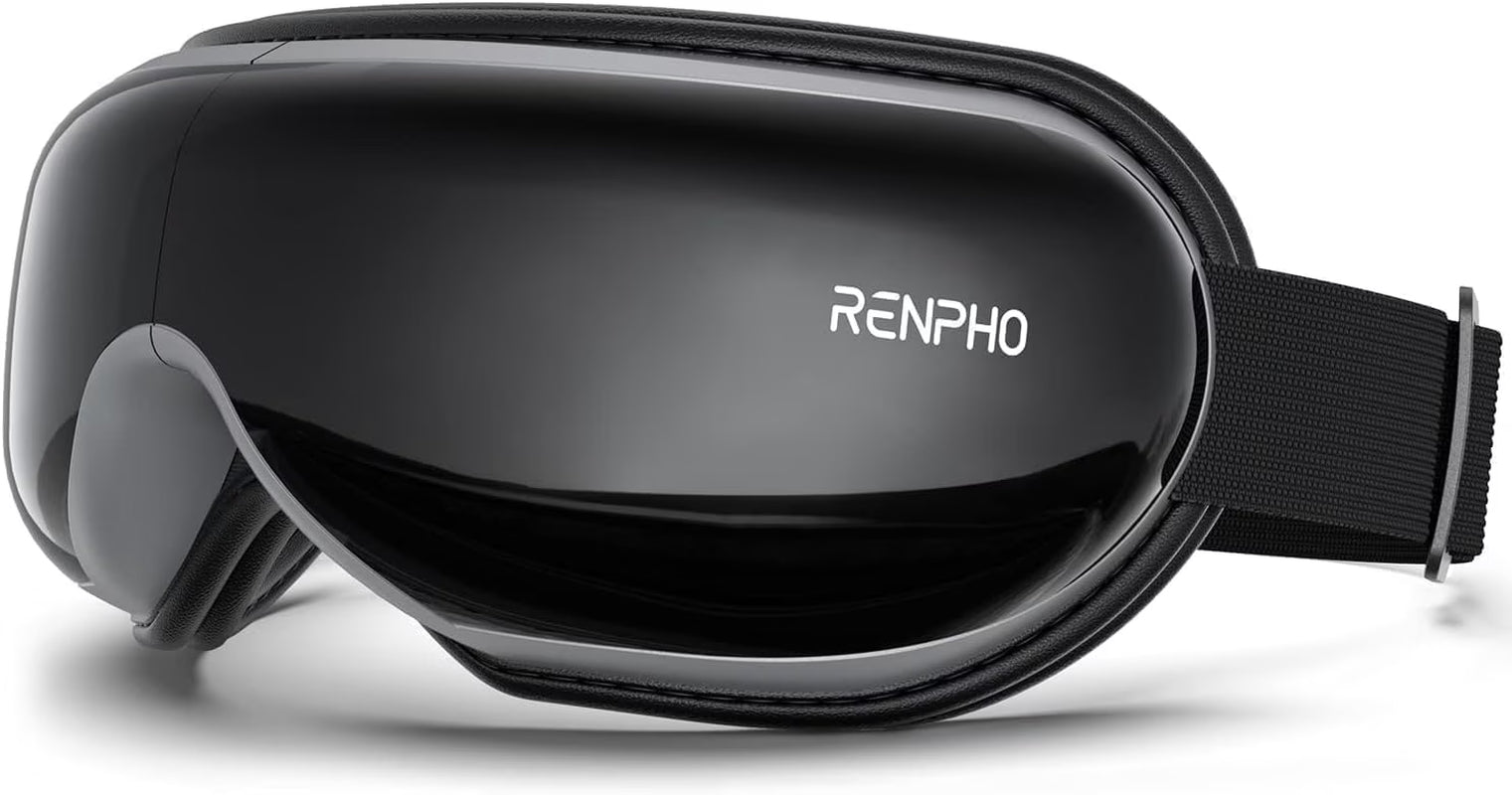 Eye Massager with Heat & Vibration – 5 Massage Modes, Bluetooth Music, Adjustable Headband, USB Rechargeable - Black