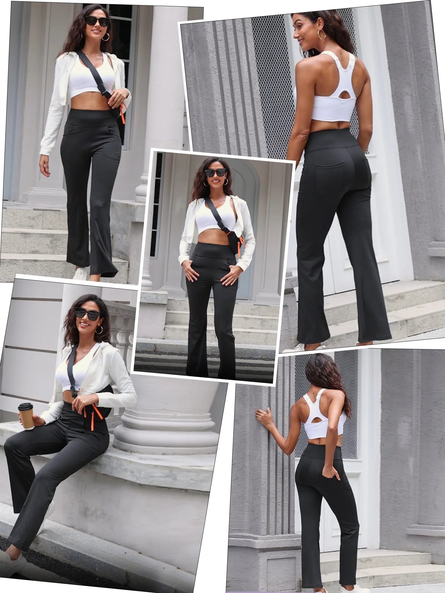 Womens Bootcut Yoga Pants Flare Workout Legging with Pockets High Waist Lightweight Bottoms Activewear Navy Blue 3XL