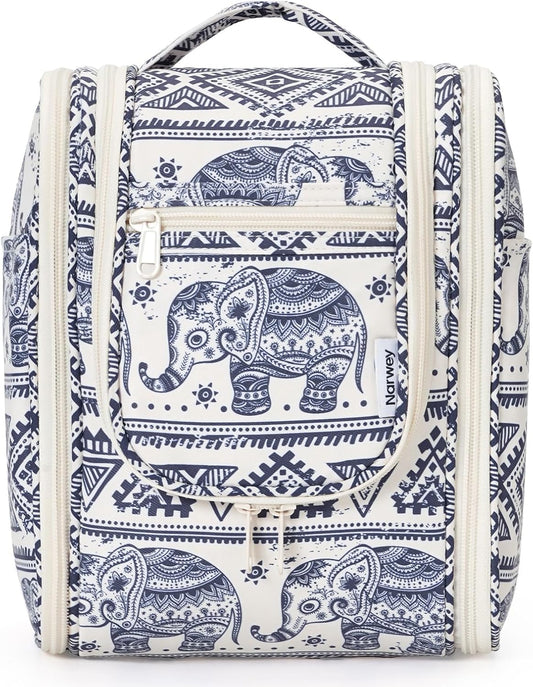 Small Hanging Toiletry Bag Women Travel Makeup Bag Organizer Toiletries Bag for Travel Size Essentials Accessories Cosmetics (Medium, Elephant)