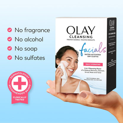 Makeup Remover Wipes, Daily Facials Hydrating Face Cleanser for Normal to Dry Skin, Alcohol & Fragrance Free, Soft Face Wash Towels, Travel Essentials for Women, Convenient Dry Cloths, 66 Ct
