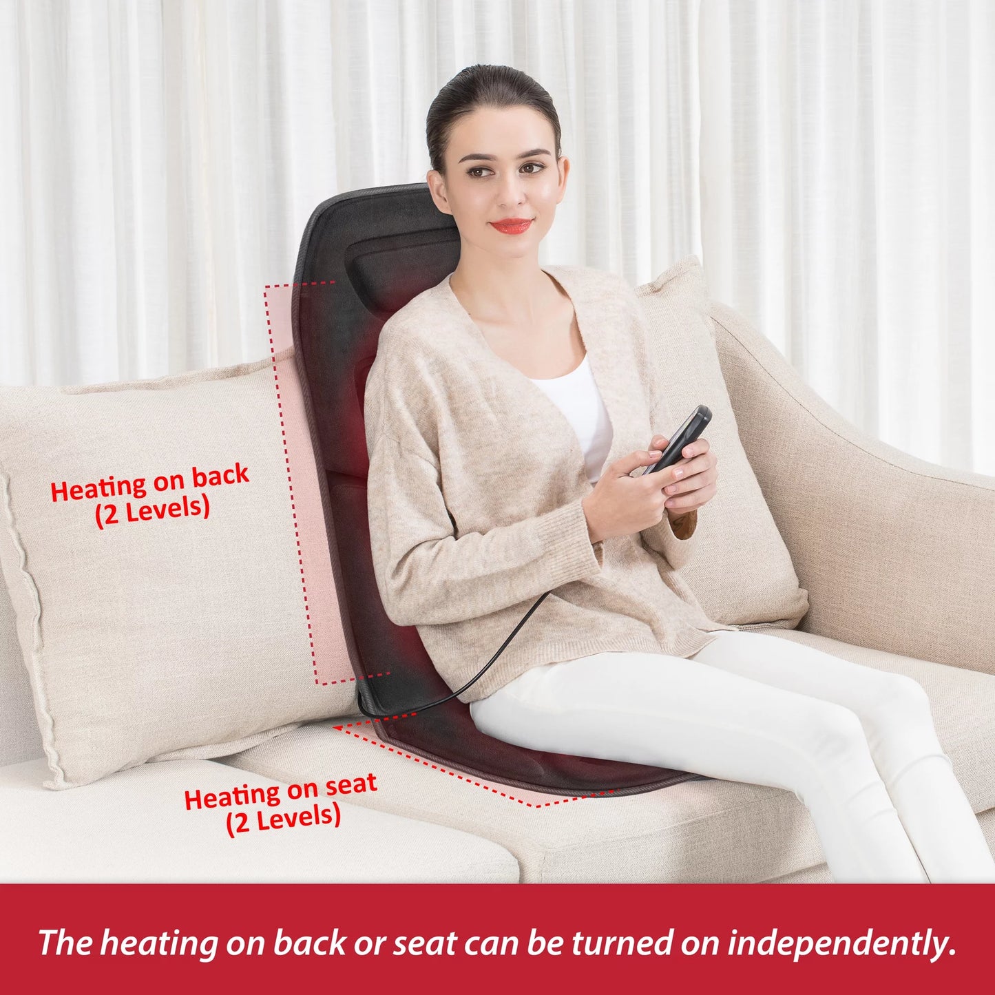 Motors Massage Seat Cushion with 3 Level Heating Pad, Back Massager Chair Pad, Father'S Day Gifts