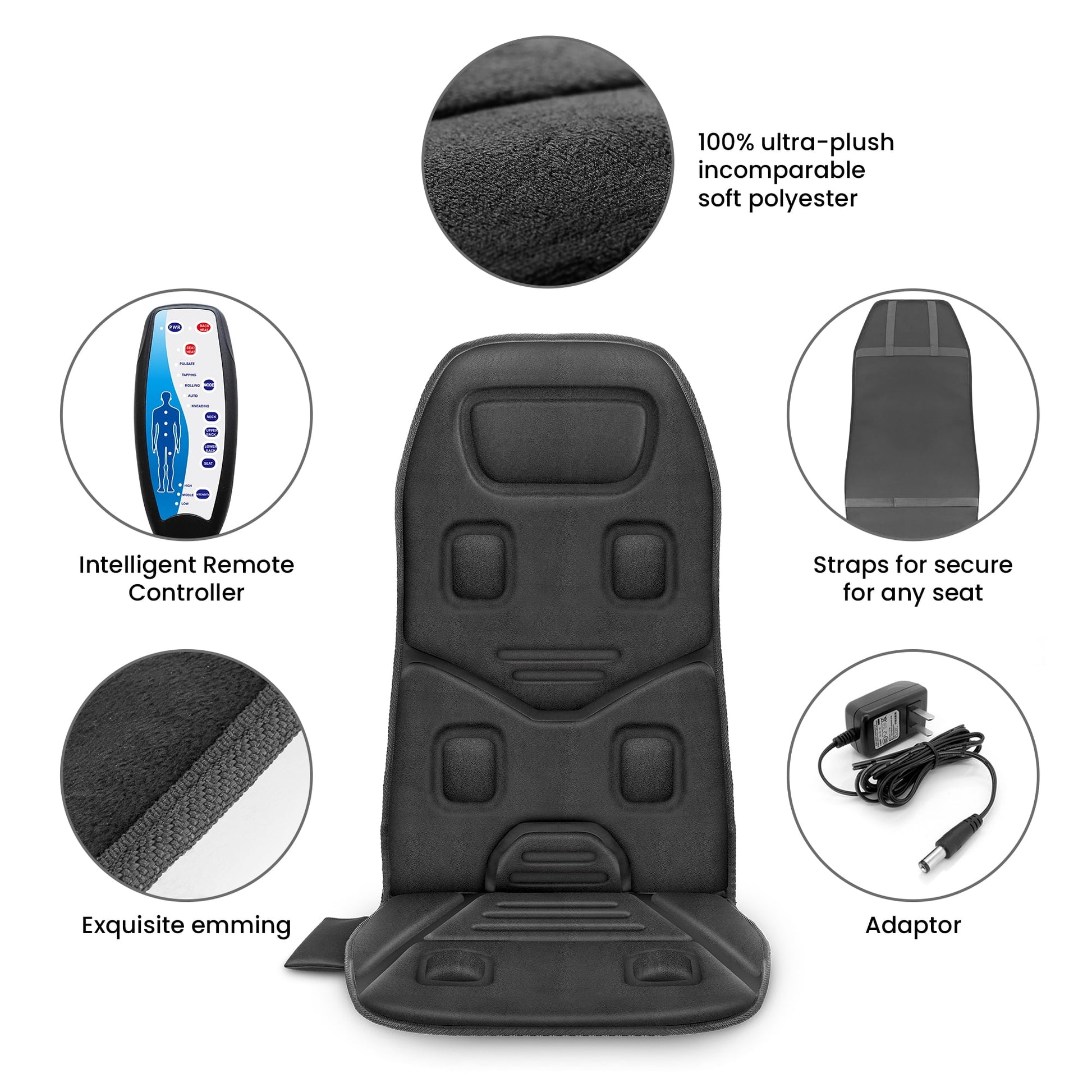 Motors Massage Seat Cushion with 3 Level Heating Pad, Back Massager Chair Pad, Father'S Day Gifts