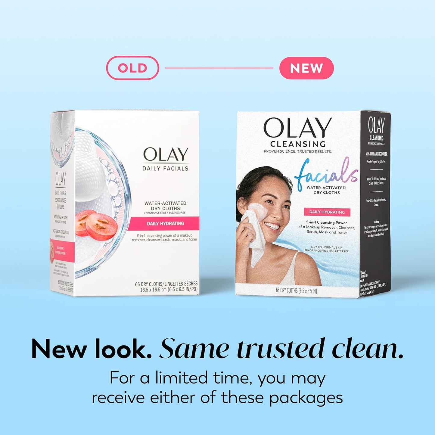 Makeup Remover Wipes, Daily Facials Hydrating Face Cleanser for Normal to Dry Skin, Alcohol & Fragrance Free, Soft Face Wash Towels, Travel Essentials for Women, Convenient Dry Cloths, 66 Ct