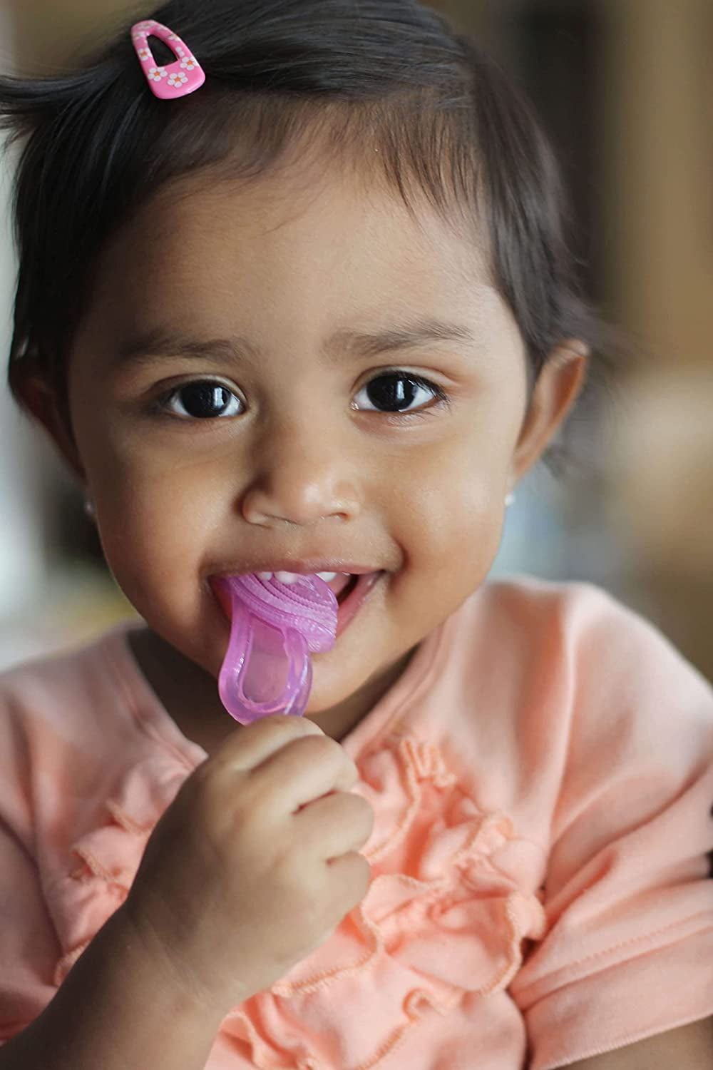 Baby’S First Toothbrush & Teether - Dentist Recommended, Freezer-Safe Silicone for Ages 4+ Months, Teething Relief + Dental Care, Dishwasher Safe, Blue
