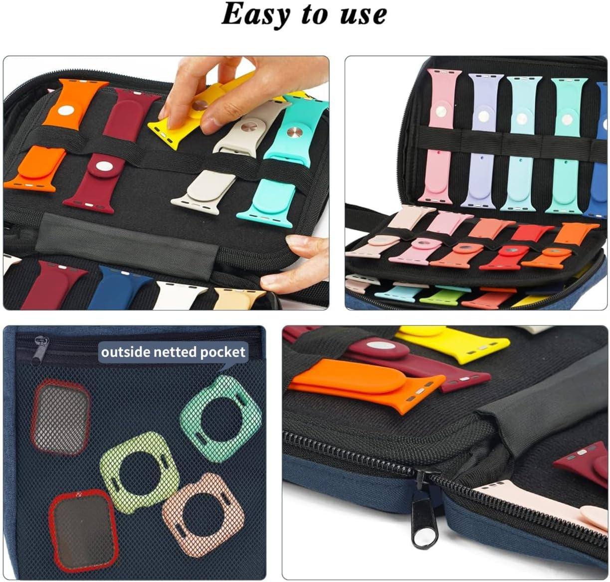 20 Watch Bands Storage Carrying Case Compatible with Watches,Expandable Watch Band Holder Stores 20 Watch Bands Fit for Most Sizes of Watch Straps,Organizer for Watch Bands, Bag Only (Blue)