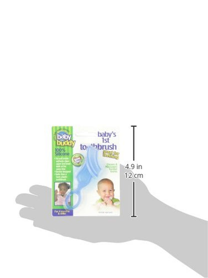 Baby’S First Toothbrush & Teether - Dentist Recommended, Freezer-Safe Silicone for Ages 4+ Months, Teething Relief + Dental Care, Dishwasher Safe, Blue