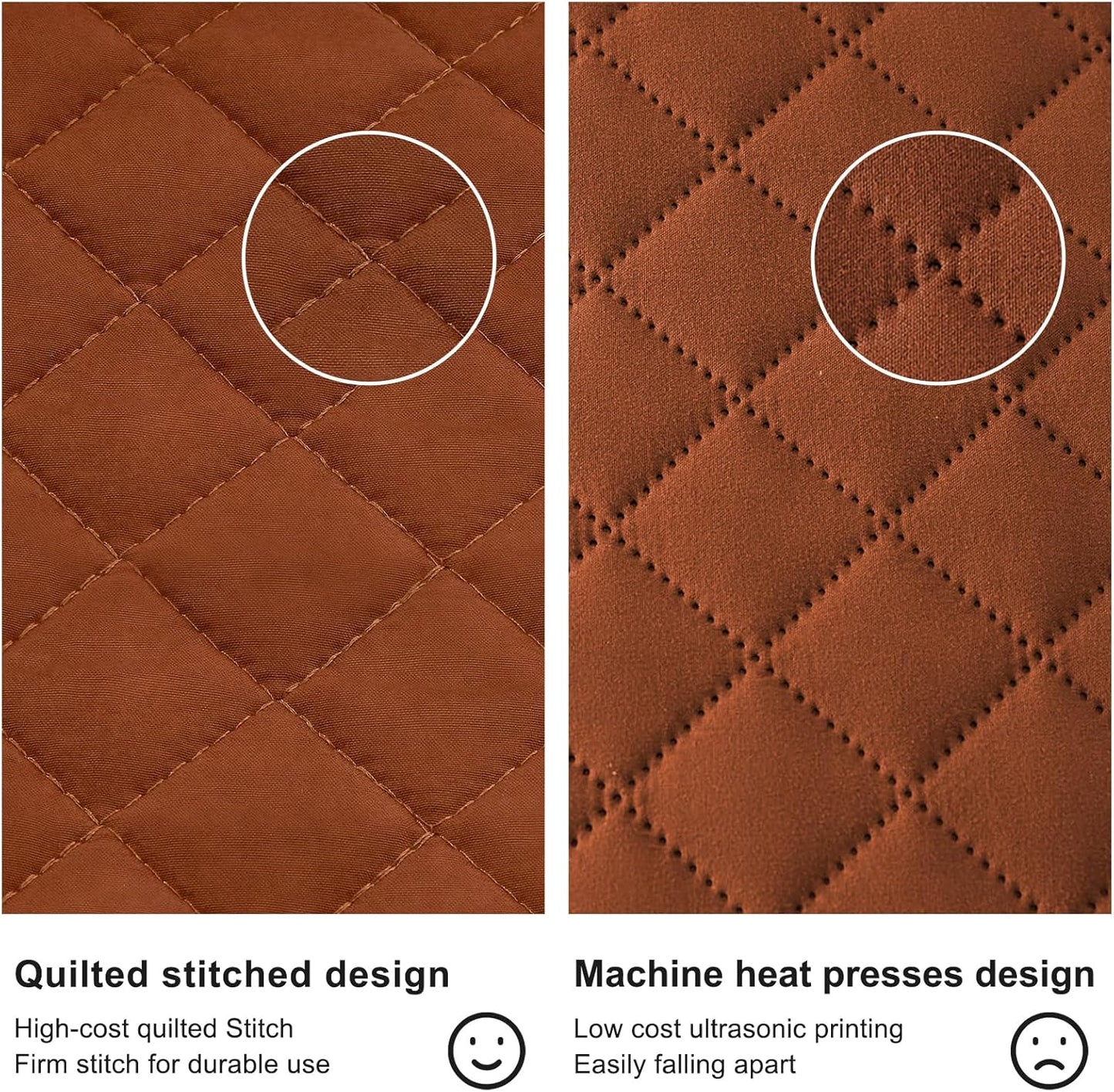 Quilt Set King Rust Lightweight Bedspread Soft Reversible Coverlet for All Season 3Pcs Burnt Orange Diamond Quilted Bedding Sets (1 Quilt 2 Pillow Shams)(106"X96")