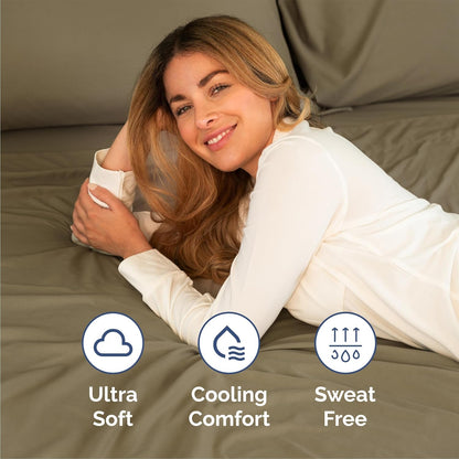 Queen Size Sheet Set - 4 Piece Set - Hotel Luxury Bed Sheets - Extra Soft - Deep Pockets - Easy Fit - Breathable & Cooling Sheets - Wrinkle Free - Comfy – Khaki Bed Sheets - Queen Sheets