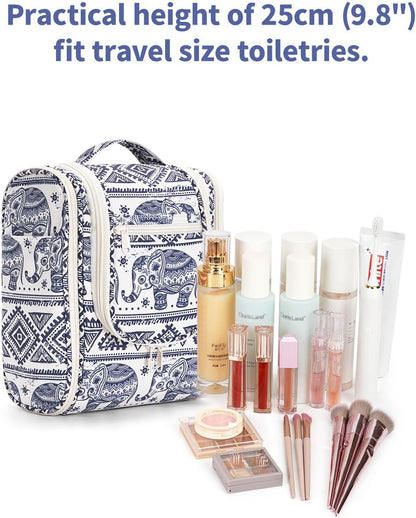Small Hanging Toiletry Bag Women Travel Makeup Bag Organizer Toiletries Bag for Travel Size Essentials Accessories Cosmetics (Medium, Elephant)