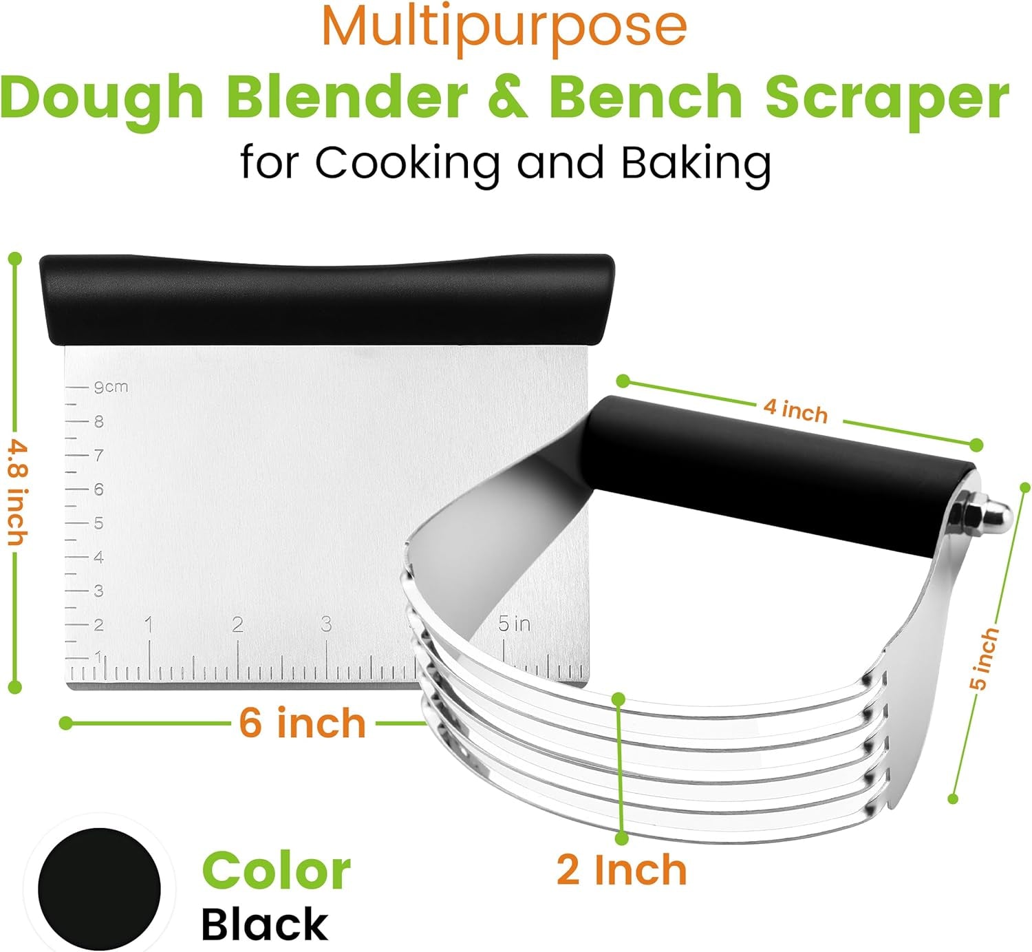 - Dough Blender and Pastry Cutter, Stainless Steel Nut, Pie, Pastry and Dough Cutter and Scraper, Multipurpose Baking Tools with Soft Grip Handles, Black